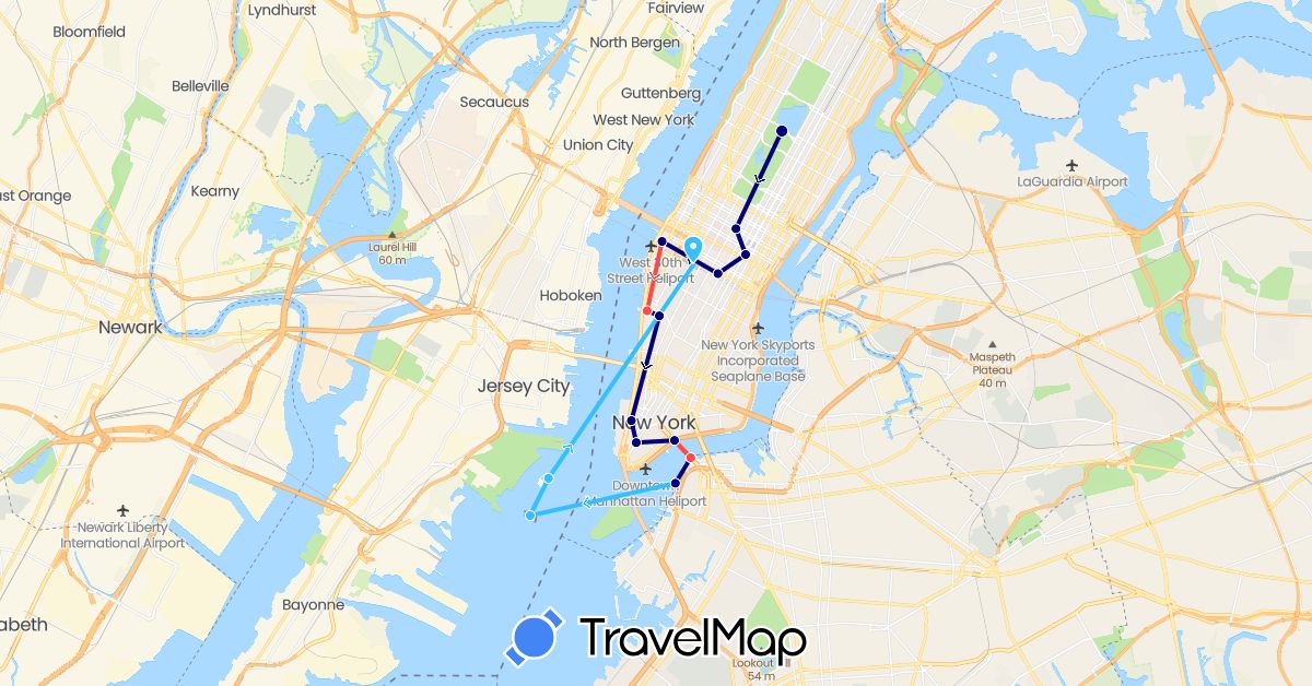 TravelMap itinerary: driving, hiking, boat in United States (North America)